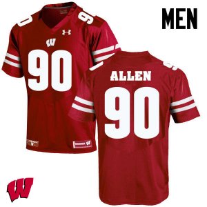 Men's Wisconsin Badgers NCAA #90 Connor Allen Red Authentic Under Armour Stitched College Football Jersey LS31O52WC